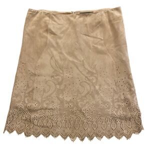 The Wrights Womens 12 Embossed Suede Knee Length Skirt EUC